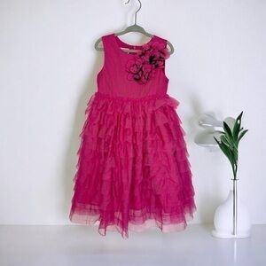 Pippa and Julie Tiered Tulle Hot Pink Barbie Dress Girls 4